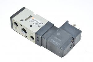 SMC EVF3133-5Y0ZB-02F 5/2 pilot operated solenoid valve with G1/4" ports and 24VDC solenoid coil with DIN 43650-B EN 175301-803 ISO 6952 B-type bent connectors